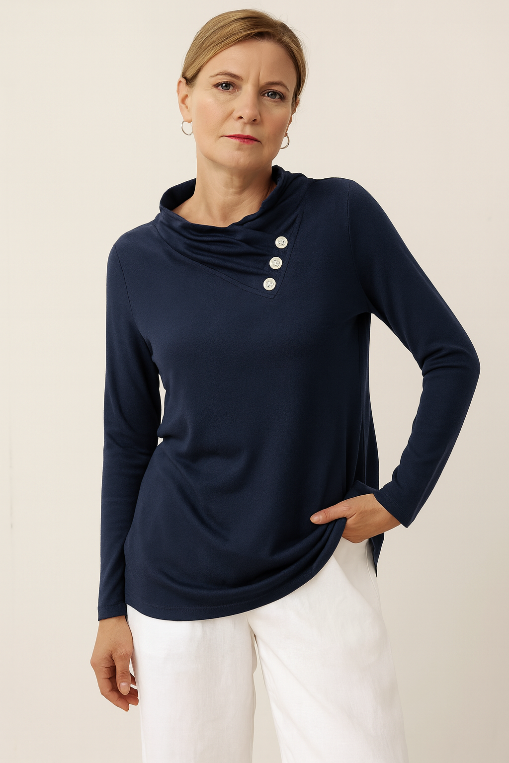 Button Cowl Top