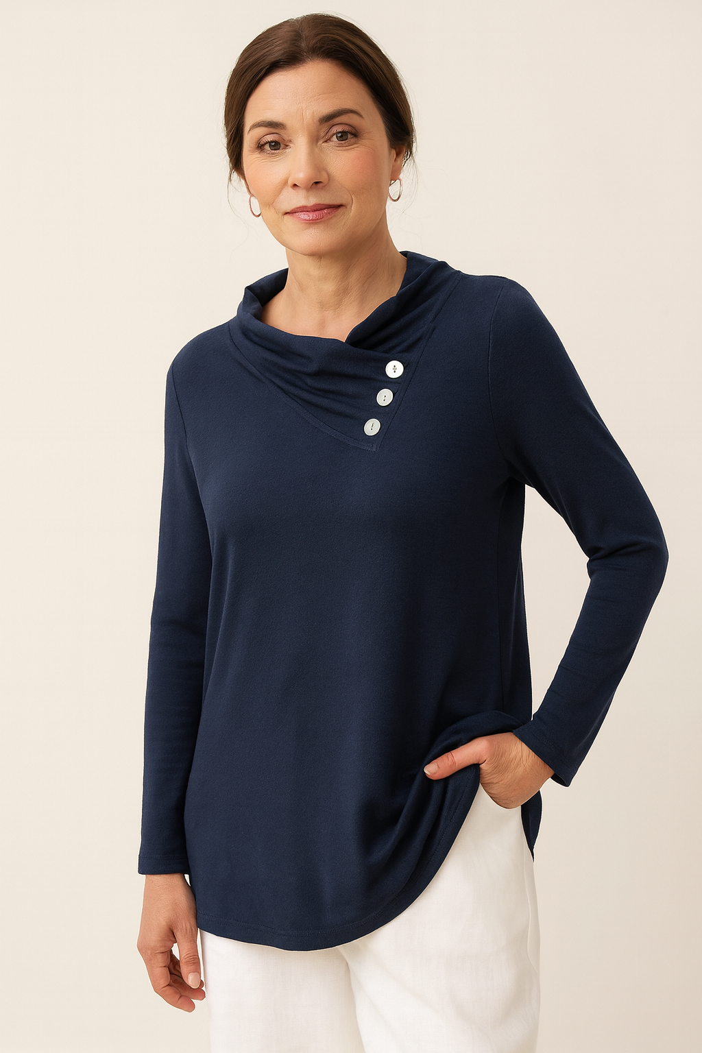 Button Cowl Top