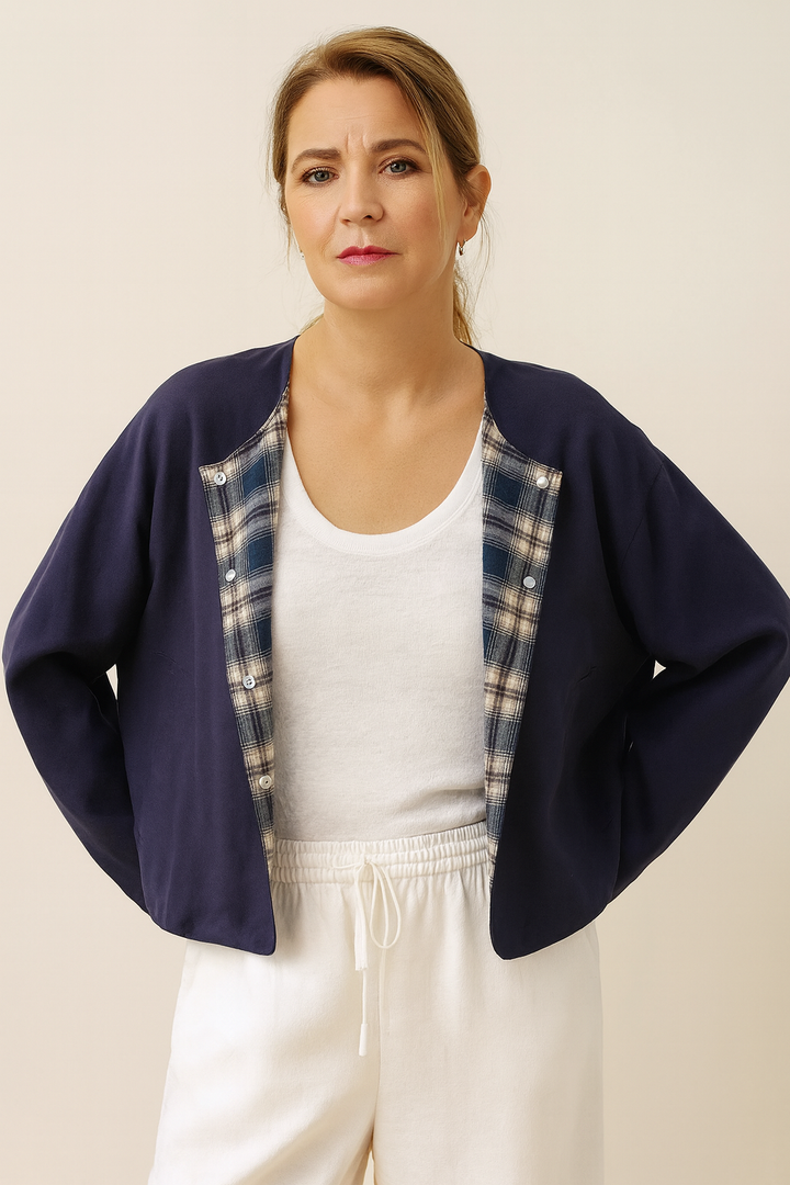 Navy Check Jacket