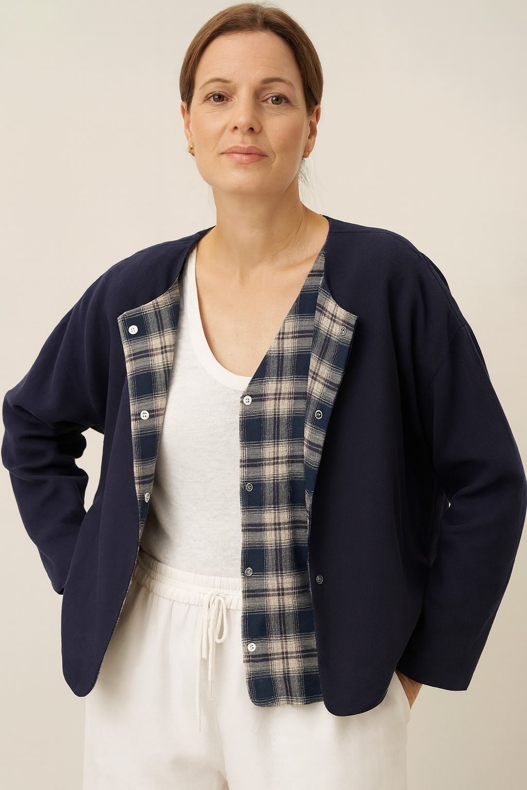 Navy Check Jacket