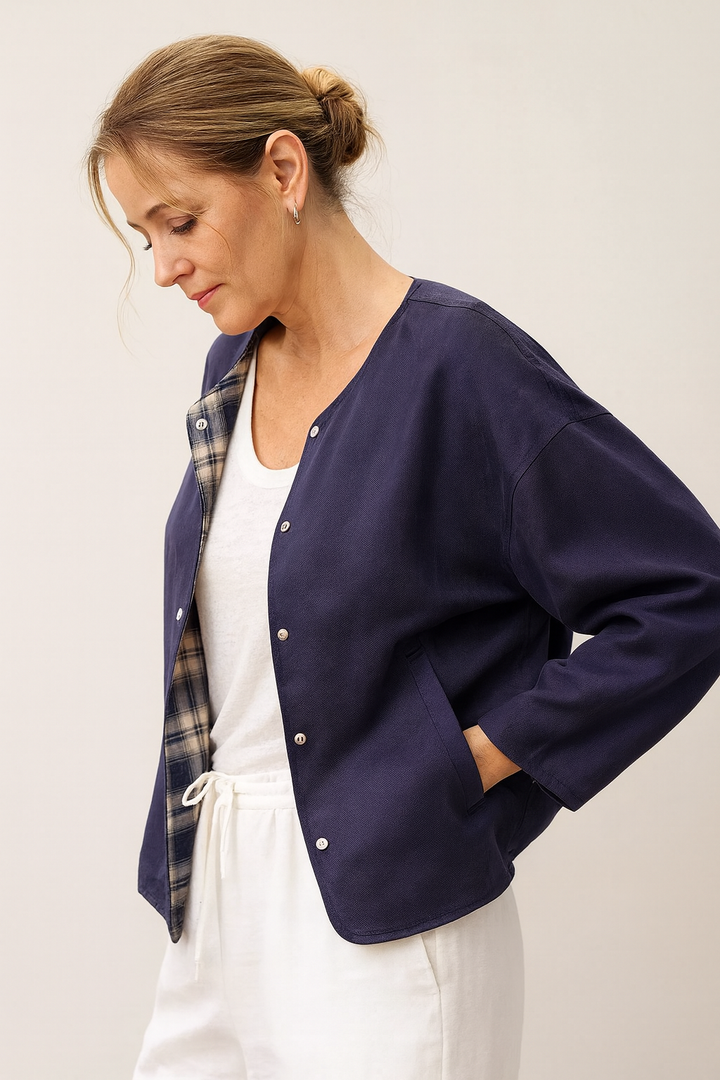 Navy Check Jacket