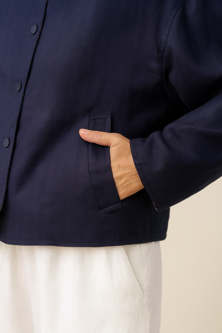 Navy Check Jacket